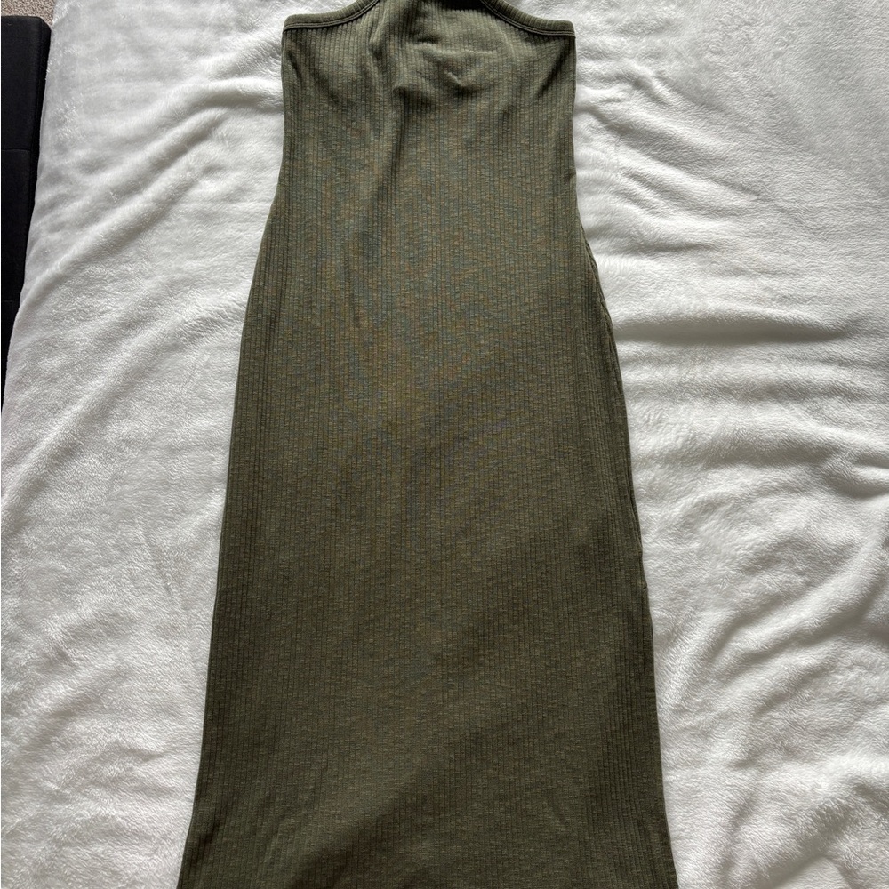 Olive Green Strapless Dress